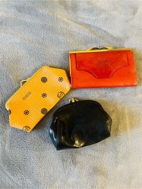 Vintage-Inspired Women’s Wallet Trio - Orange, Yellow, Black